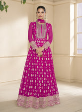 Pink Colour Wedding Wear Gown Looking Magnificent
